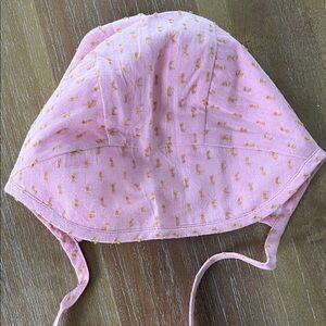 Briar Baby Pink Baby Bonnet with Orange Accents 18-24 months